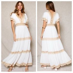 Beautiful Boho Gypsy Chic Lace Maxi Dress Daisy Jones